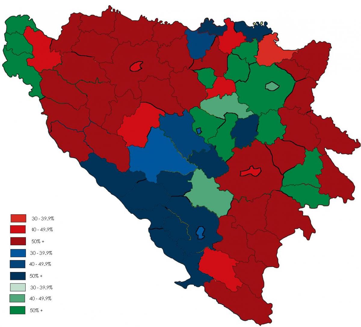Bosznia vallás térkép