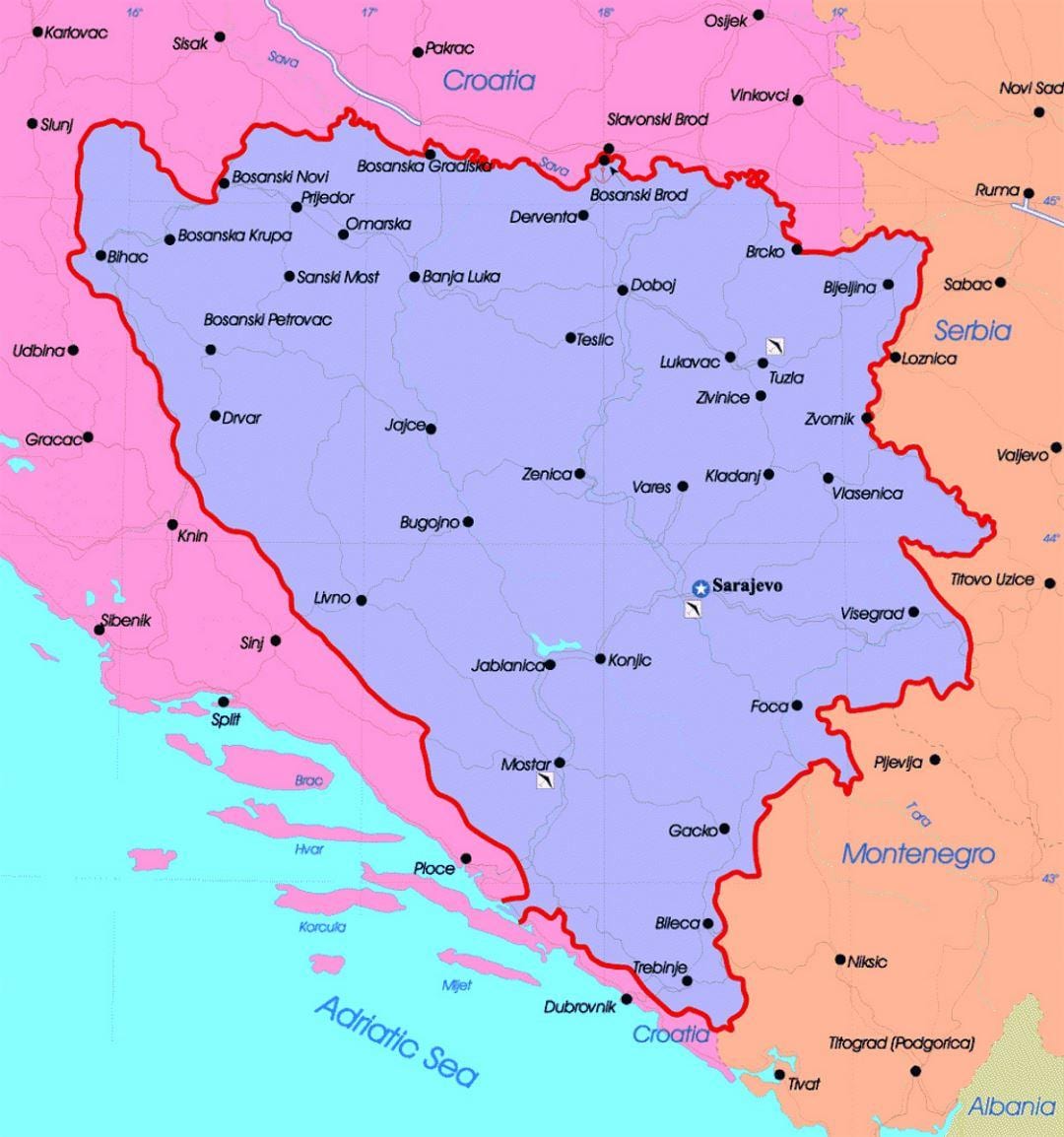 Bosznia-Hercegovina politikai térkép