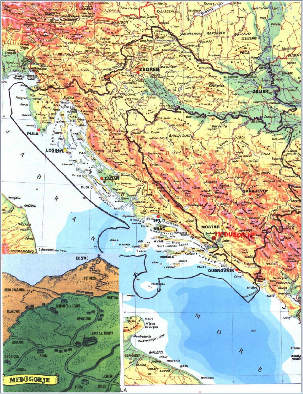 térkép medjugorje Bosznia-Hercegovina